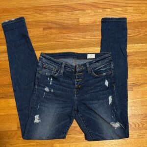 Bridge by Gly Mid-rise Dark Blue Distressed Skinny Jeans